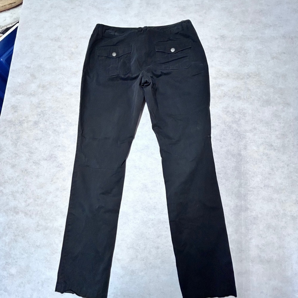 Black Casual‎ Pants Straight Leg Utility Pockets Women's Trousers